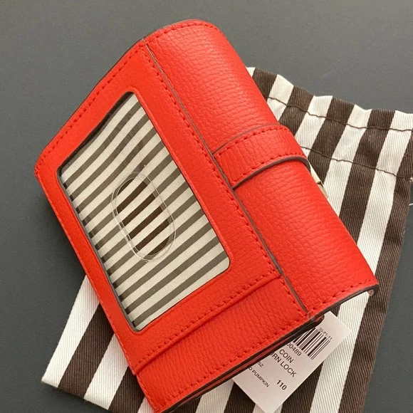 Henri Bendel Orange Leather Compact Wallet - Picture 2 of 16